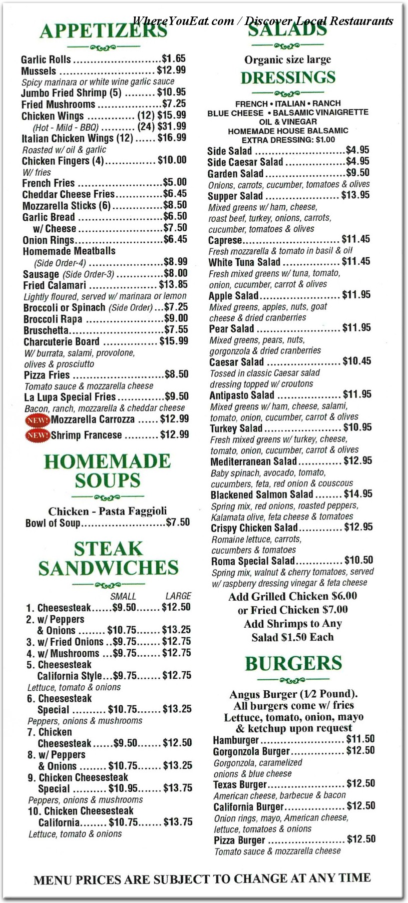 menu